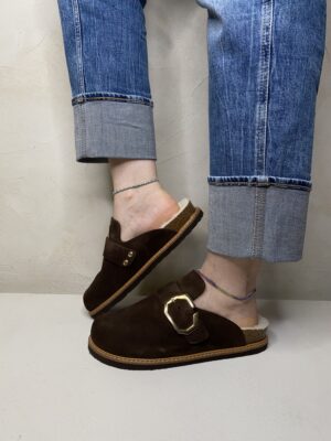 Sabot con fibbia - Grisel velour wool brown