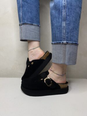 Sabot platform - Indiana velour wool black