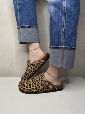 Sabot in pelle stampa animalier - Riva leather leopard