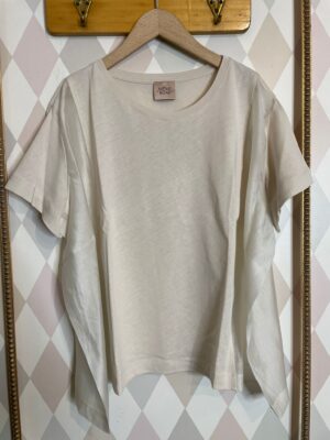 T-shirt, Sole color burro con tessuto