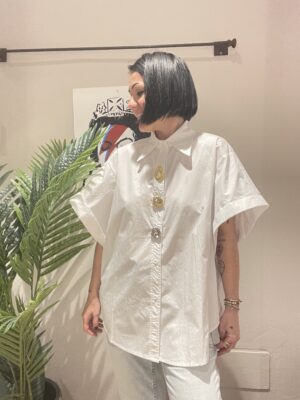 Camicia Over bianca manica Kimono -TAGLIA UNICA-