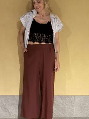 Pantalone crop gamba dritta, Burgundy