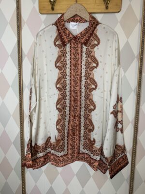 Camicia in raso, manica lunga stampa ramage