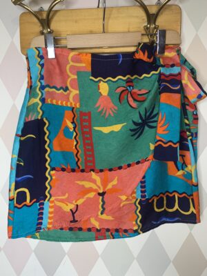 Gonna corta, pareo, stampa fantasia multi colori -tg unica-