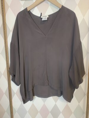 Blusa, scollo a V misto seta