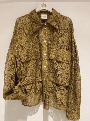 Camicia in pizzo senape