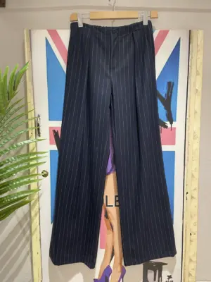 Pantalone Gessato Blu