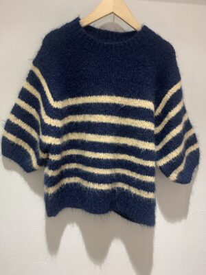 Maglia a righe crop blu